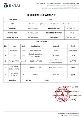 Gel elastomérico de silicona libre de volátiles con alto brillo y toque suave sedoso para una base duradera
