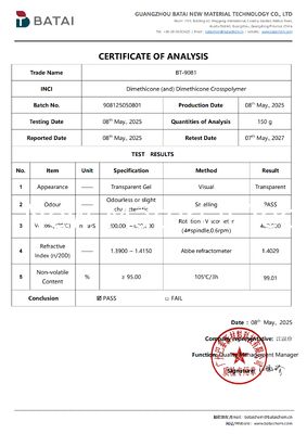 Gel elastomérico de silicona poco volátil y no manchado Dimeticona (y) Dimeticona Crosspolymer