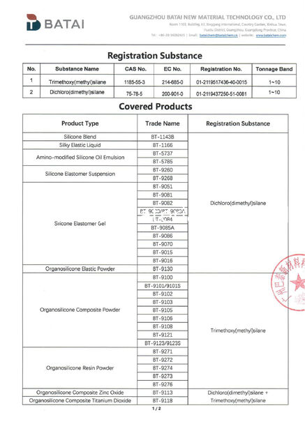 Porcelana Guangzhou Batai New Material Technology Co., Ltd. certificaciones